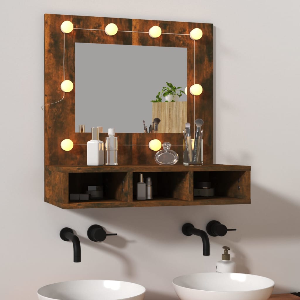 Zrcadlová Skříňka S Led Černá 60 X 31,5 X 62 Cm