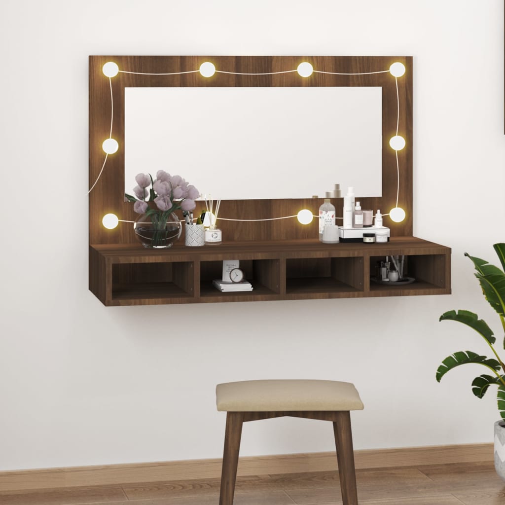 Zrcadlová Skříňka S Led 90 X 31,5 X 62 Cm