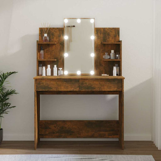Toaletní Stolek S Led 96 X 40 X 142 Cm