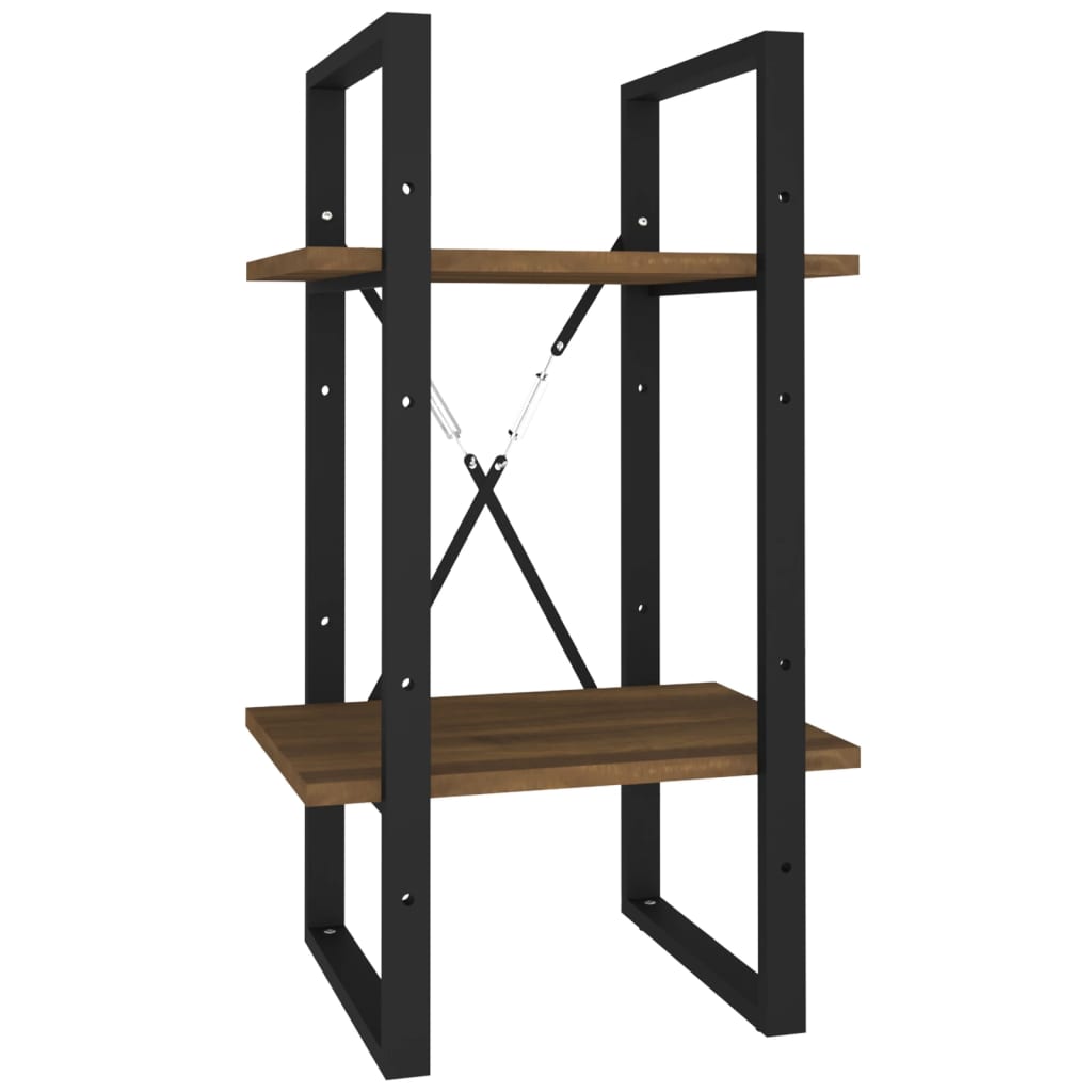 Knihovna Se 2 Policemi 40X30X Hnědý Dub