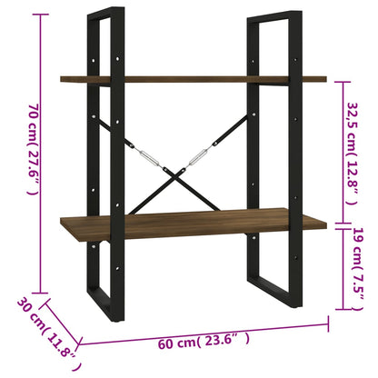 2Patrová Knihovna 60 X 30 X Hnědý Dub