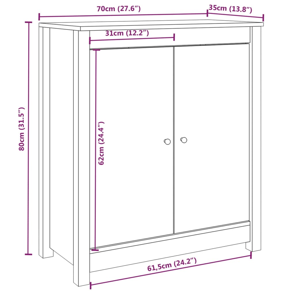 Příborníky 2 Ks 70 X 35 X 80 Cm Masivní Borové Dřevo