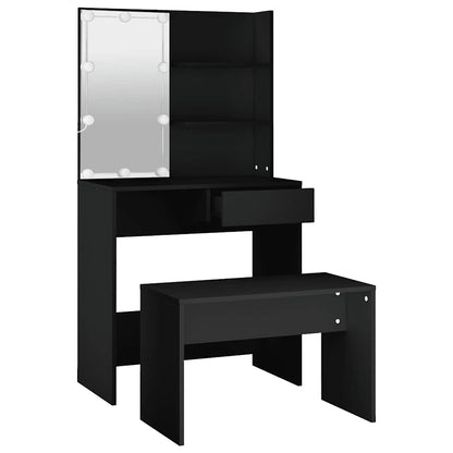 Set Toaletního Stolku S Led Černý Kompozitní Dřevo