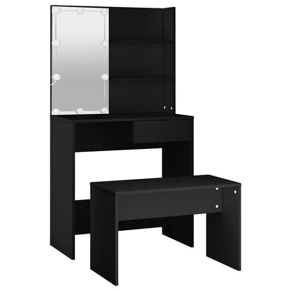 Set Toaletního Stolku S Led Černý Kompozitní Dřevo