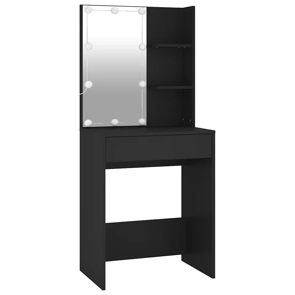 Set Toaletního Stolku S Led Černý Kompozitní Dřevo