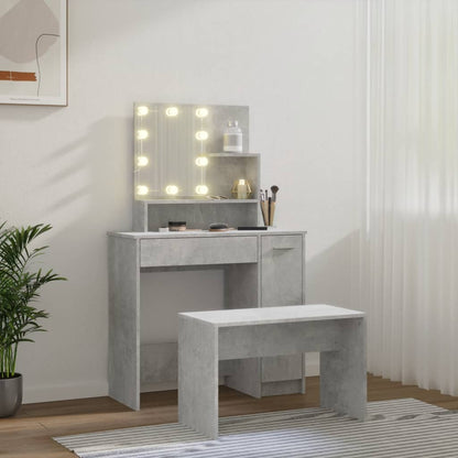 Toaletní Stolek Sada S Led Betonově Šedý Kompozitní Dřevo