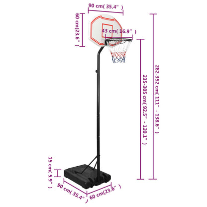 Basketbalový Koš Bílý 282–352 Cm Polyethylen