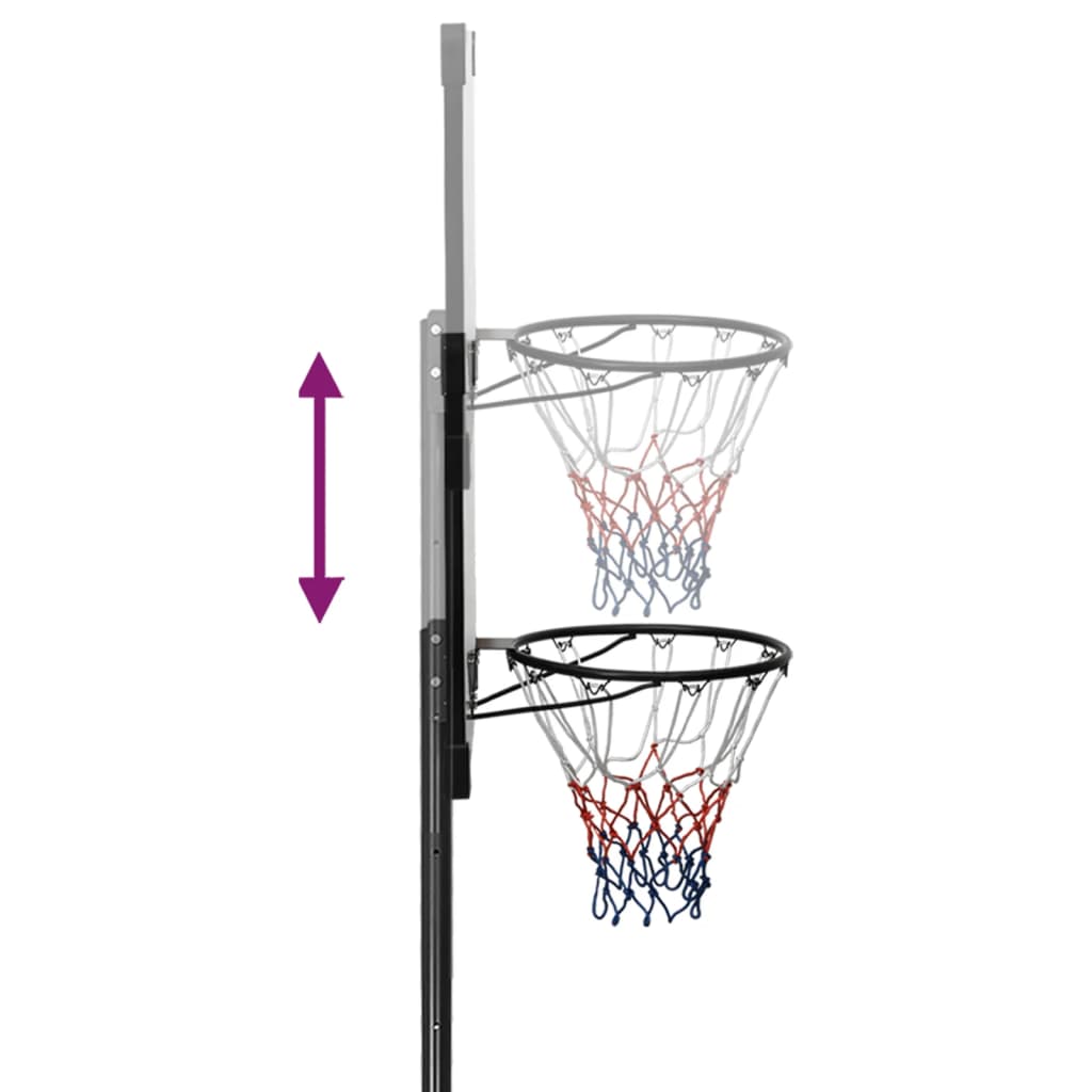 Basketbalový Koš S Průhlednou Deskou 280–350 Cm Polykarbonát