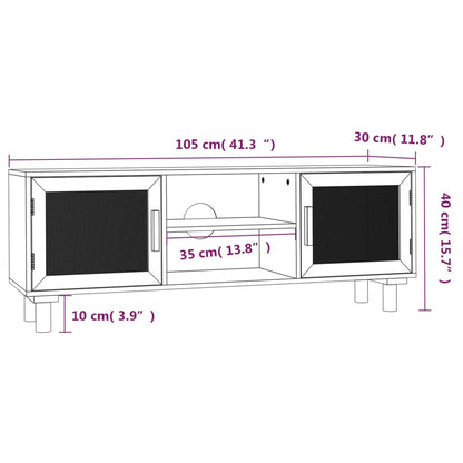 Tv Stolek 105X30X40 Cm Masivní Borovice A Přírodní Ratan