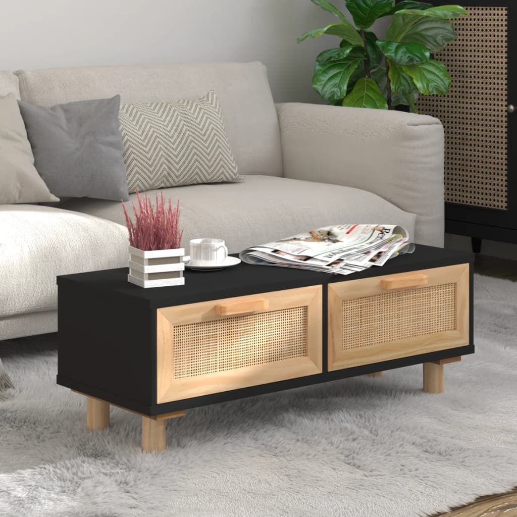 Konferenční Stolek Černý 80X40X30 Cm Kompozitní A Borové Dřevo