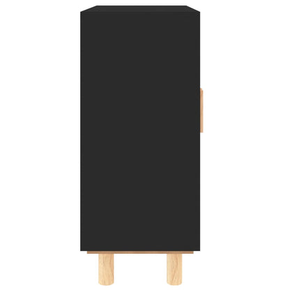 Příborník Černý 60X30X70 Cm Masivní Borovice A Přírodní Ratan