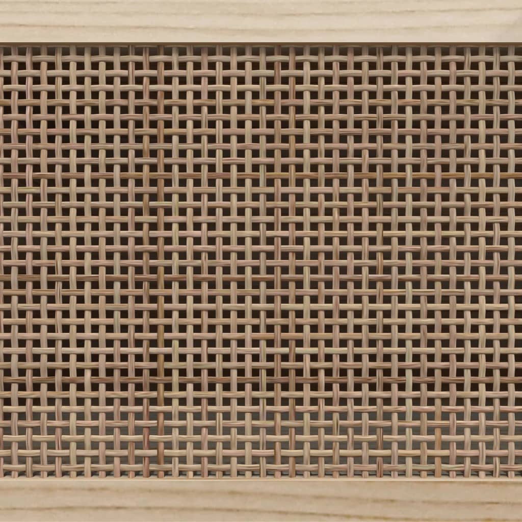 Příborník Bílý 60X30X70 Cm Masivní Borovice A Přírodní Ratan
