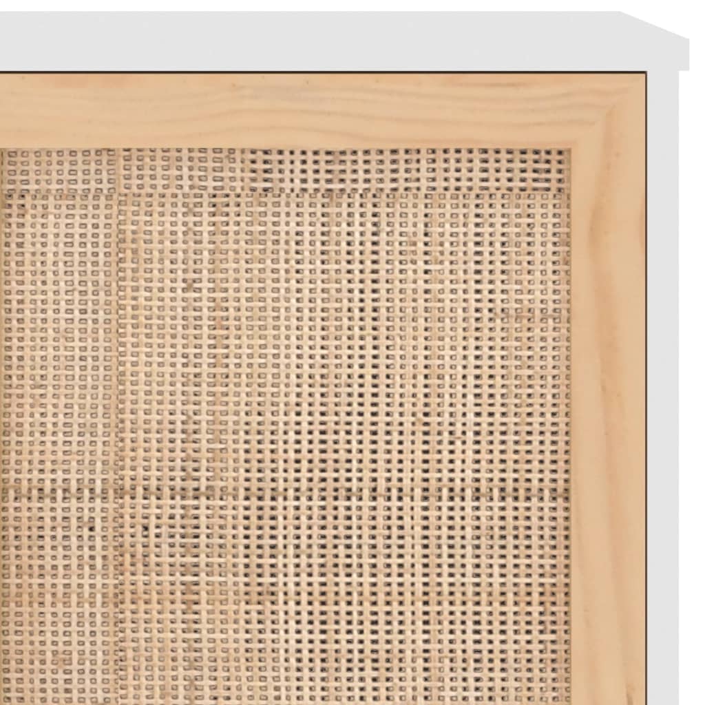 Příborník Bílý 105X30X60 Cm Masivní Borovice A Přírodní Ratan