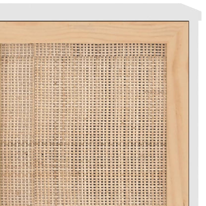 Příborník Bílý 105X30X60 Cm Masivní Borovice A Přírodní Ratan