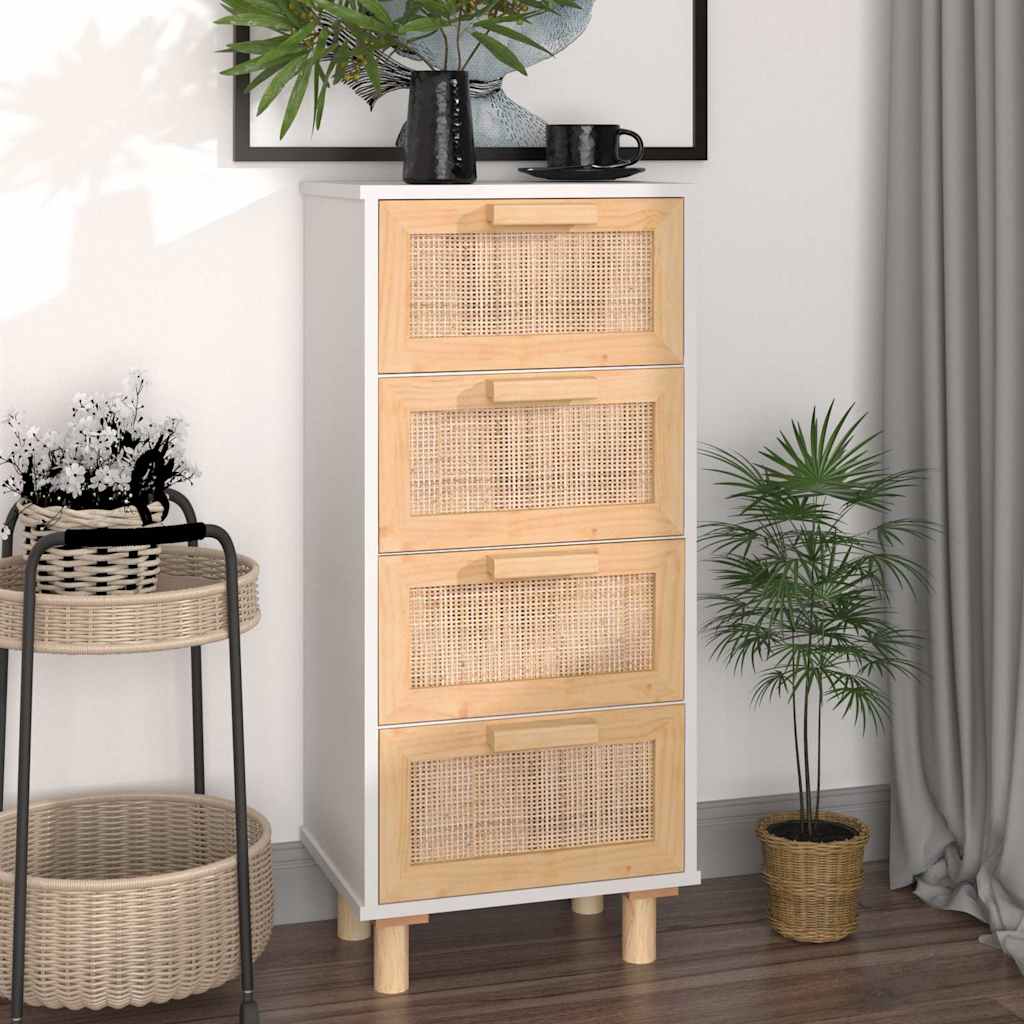 Příborník Hnědý 40X30X90 Cm Masivní Borovice A Přírodní Ratan
