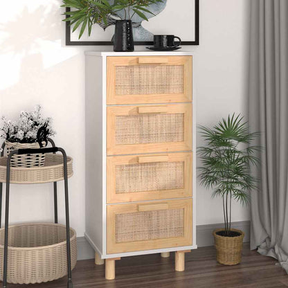 Příborník Hnědý 40X30X90 Cm Masivní Borovice A Přírodní Ratan