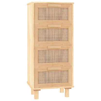 Příborník Hnědý 40X30X90 Cm Masivní Borovice A Přírodní Ratan