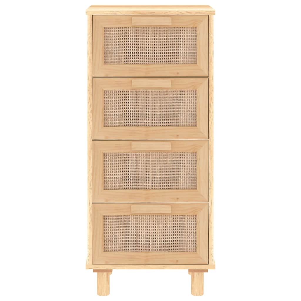 Příborník Hnědý 40X30X90 Cm Masivní Borovice A Přírodní Ratan