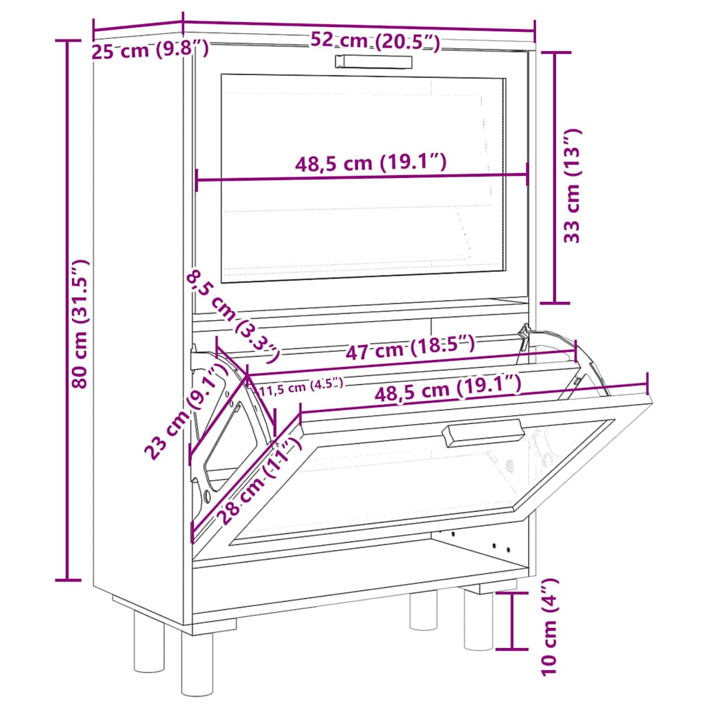 Botník Černý 52 X 25 X Kompozitní Dřevo A Přírodní Ratan Černá