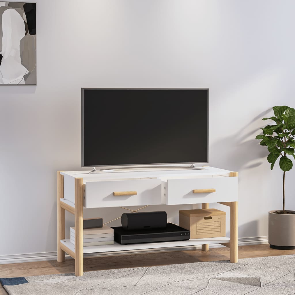 Tv Stolek Bílý 82 X 38 X 45 Cm Kompozitní Dřevo