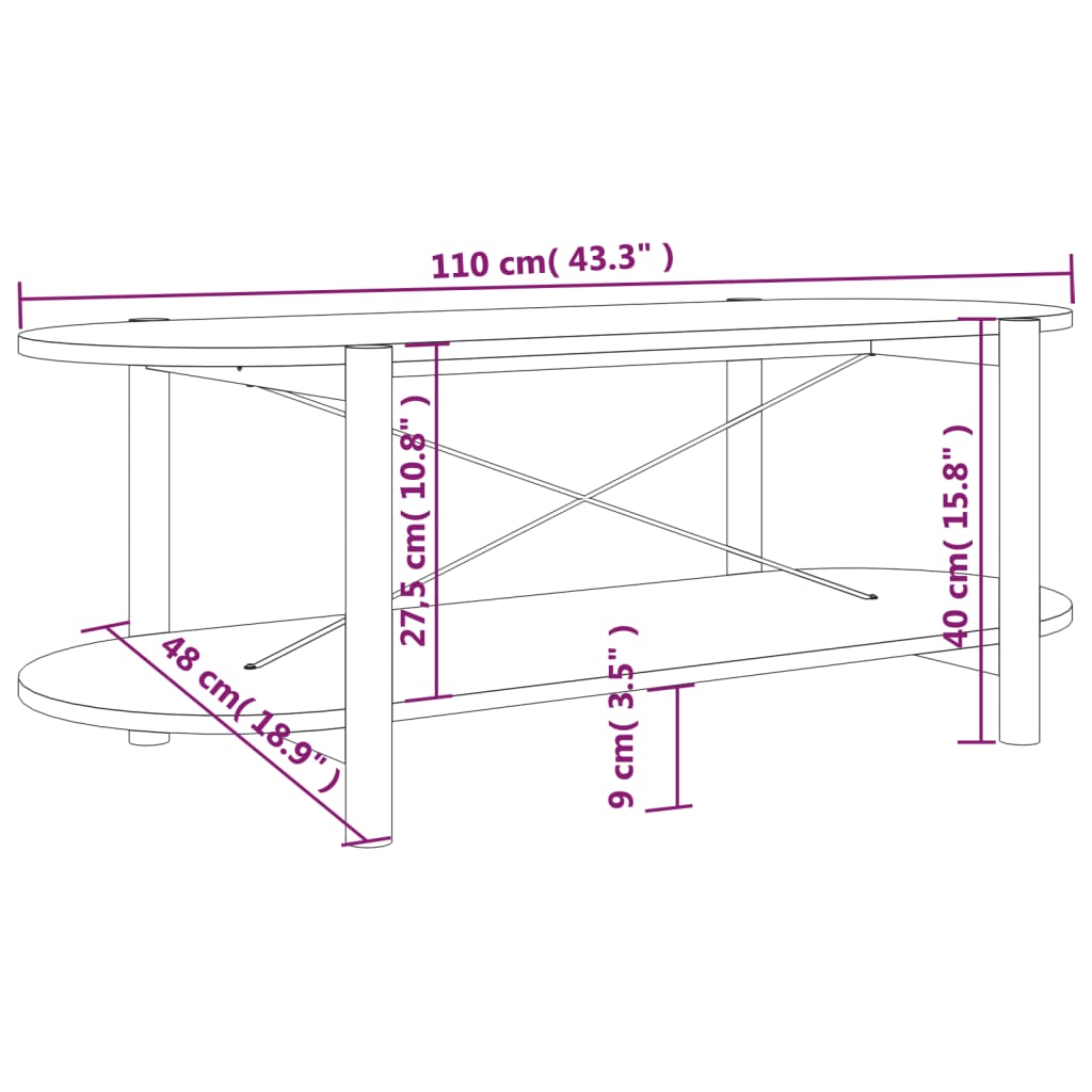 Konferenční Stolek Černý 110 X 48 X 40 Cm Kompozitní Dřevo