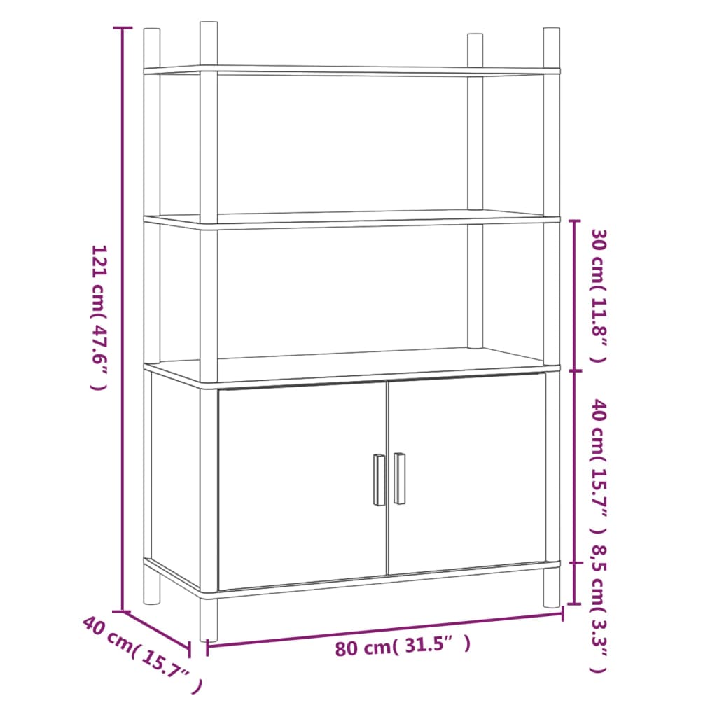 Skříň Highboard 80 X 40 X 121 Cm Kompozitní Dřevo