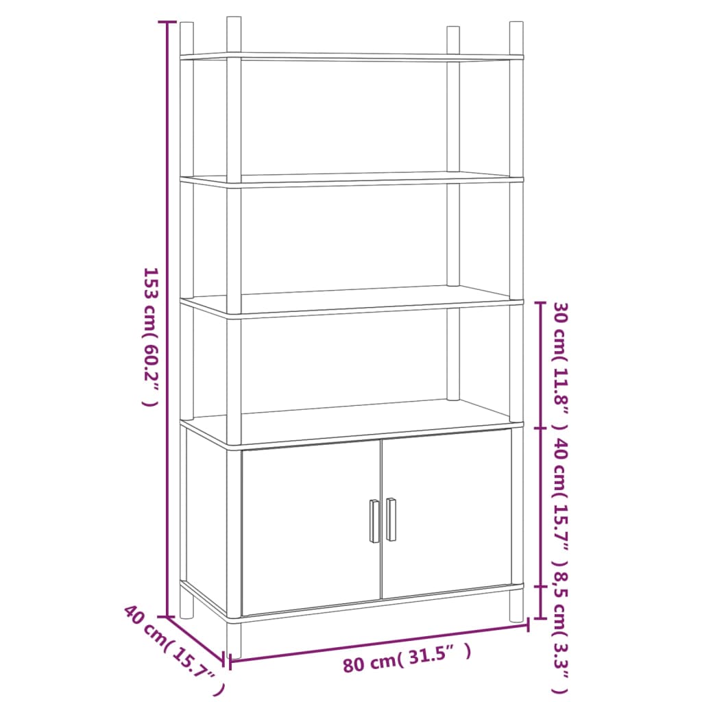 Skříň Highboard Černá 80X40X153 Cm Kompozitní Dřevo