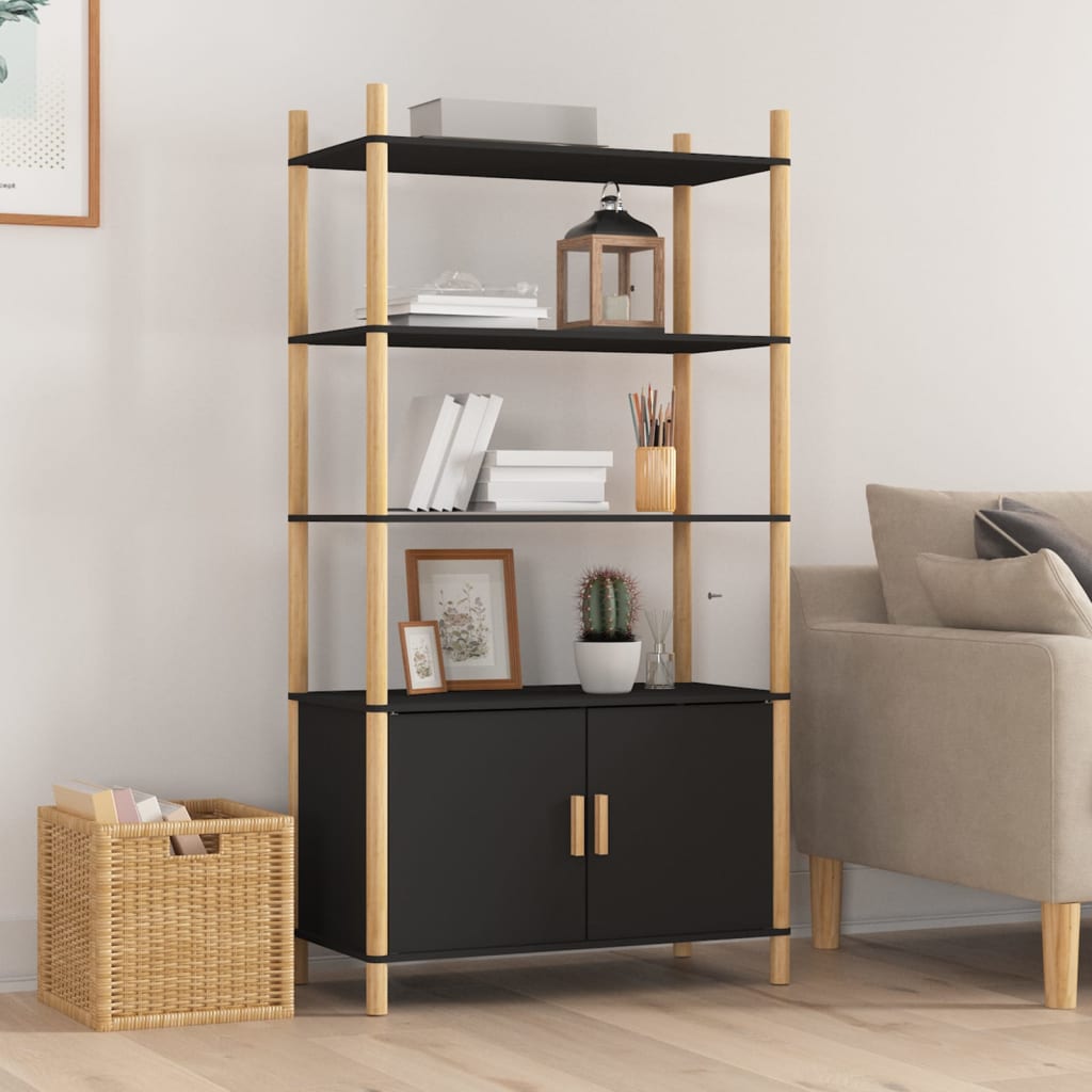 Skříň Highboard Černá 80X40X153 Cm Kompozitní Dřevo