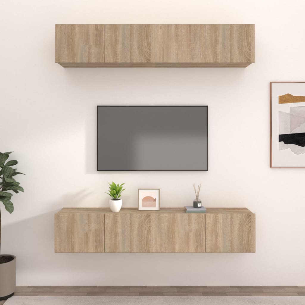 Tv Skříňky 4 Ks 80 X 30 X 30 Cm Kompozitní Dřevo
