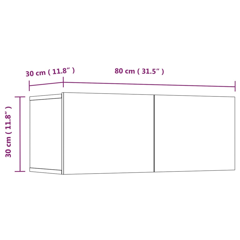 Tv Skříňky 4 Ks 80 X 30 X 30 Cm Kompozitní Dřevo