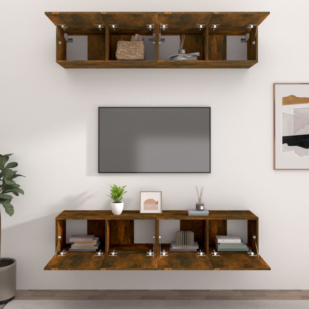 Tv Skříňky 4 Ks 80 X 30 X 30 Cm Kompozitní Dřevo
