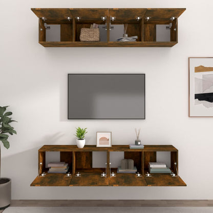 Tv Skříňky 4 Ks 80 X 30 X 30 Cm Kompozitní Dřevo