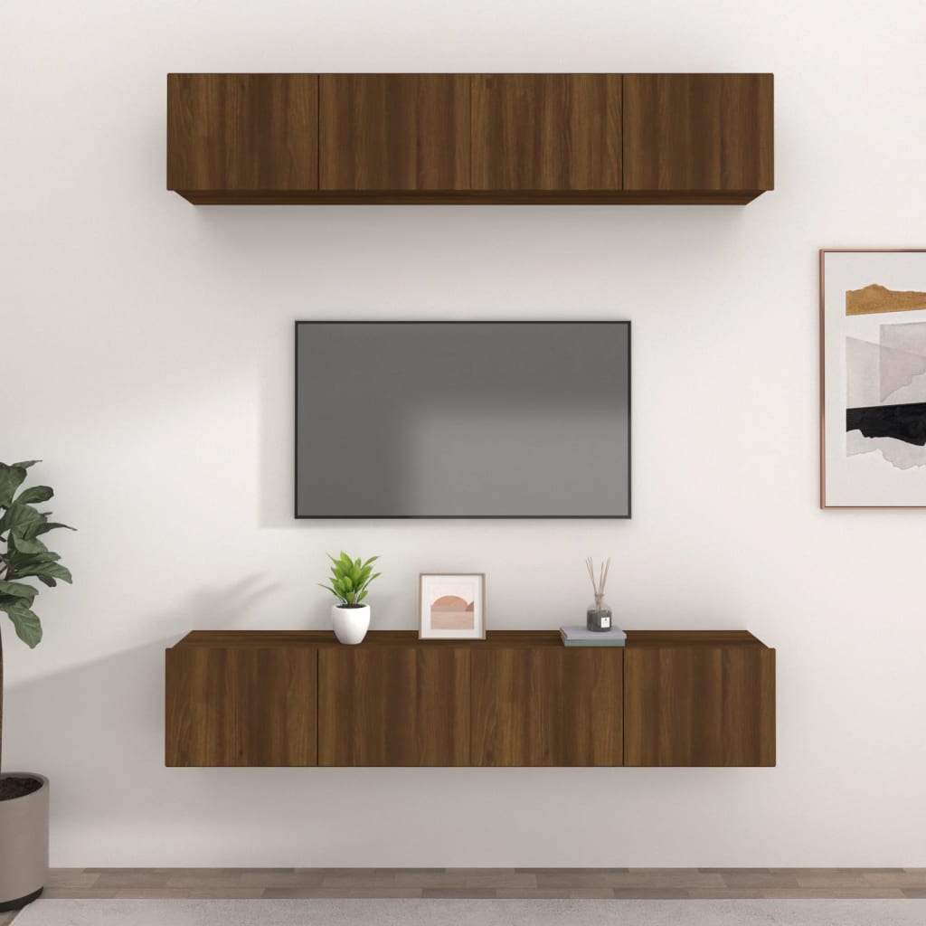 Tv Skříňky 4 Ks 80 X 30 X 30 Cm Kompozitní Dřevo