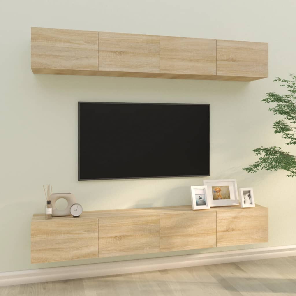 Tv Skříňky 4 Ks 80 X 30 X 30 Cm Kompozitní Dřevo