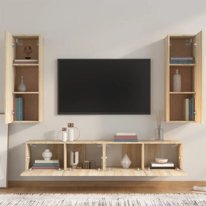 4Dílný Set Tv Skříněk Dub Sonoma Kompozitní Dřevo