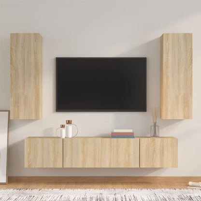 4Dílný Set Tv Skříněk Dub Sonoma Kompozitní Dřevo