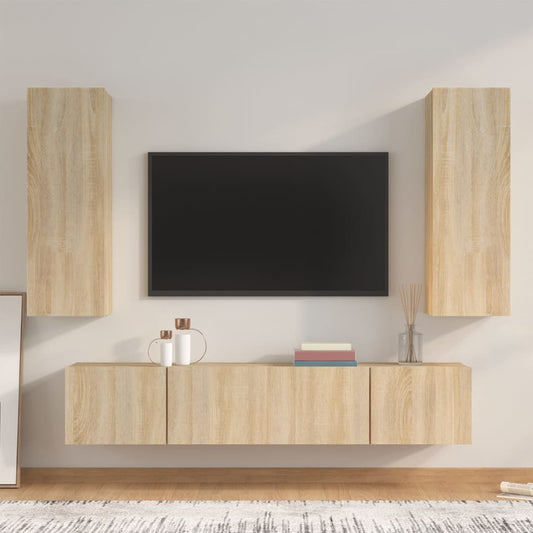 4Dílný Set Tv Skříněk Dub Sonoma Kompozitní Dřevo