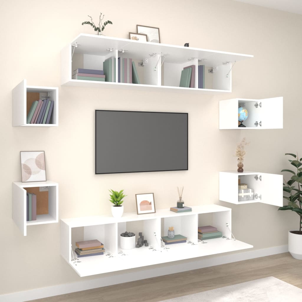 8Dílný Set Tv Skříněk Bílý Kompozitní Dřevo