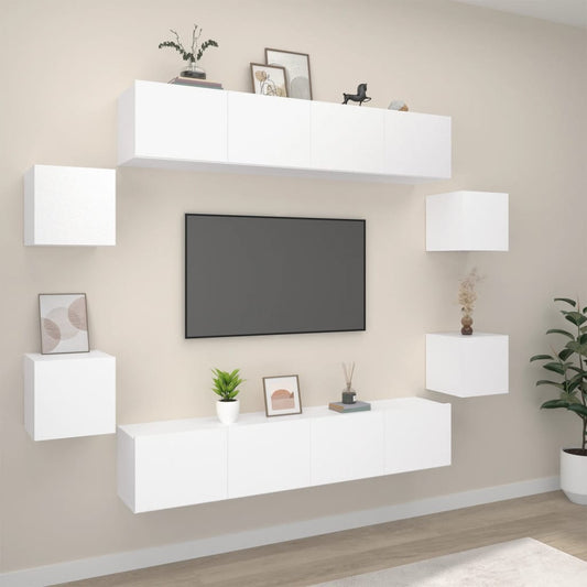 8Dílný Set Tv Skříněk Bílý Kompozitní Dřevo