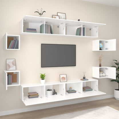 8Dílný Set Tv Skříněk Bílý Kompozitní Dřevo