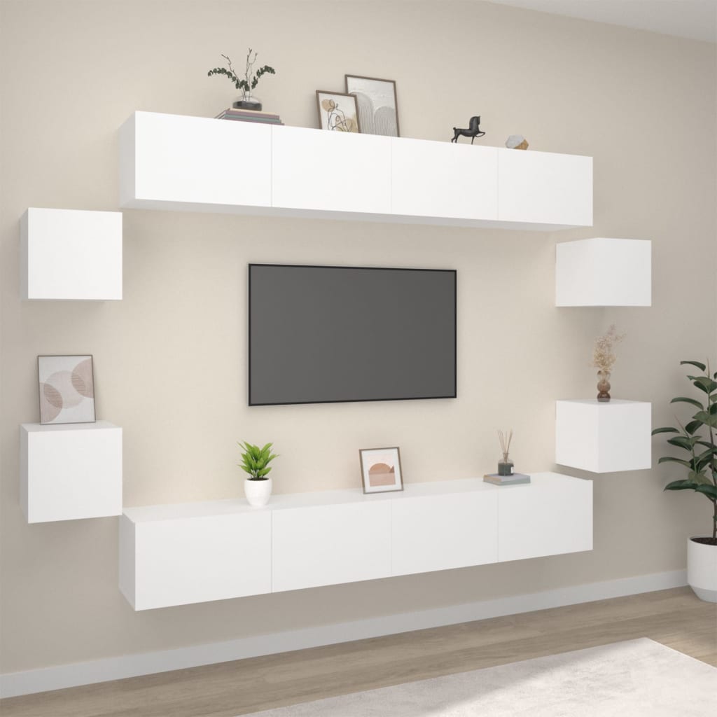 8Dílný Set Tv Skříněk Bílý Kompozitní Dřevo
