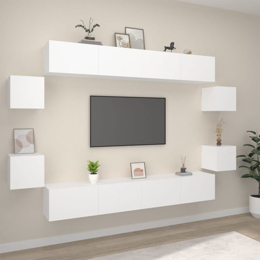 8Dílný Set Tv Skříněk Bílý Kompozitní Dřevo