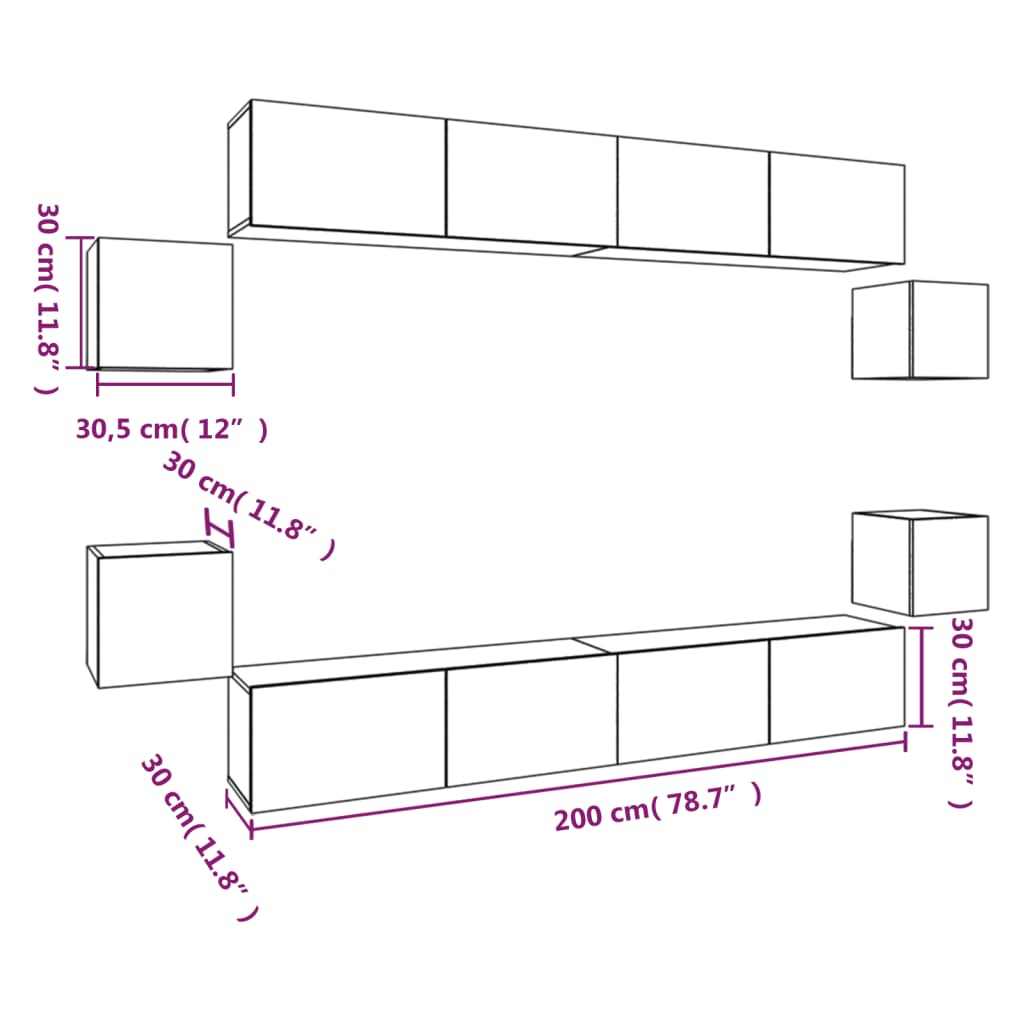 8Dílný Set Tv Skříněk Dub Sonoma Kompozitní Dřevo