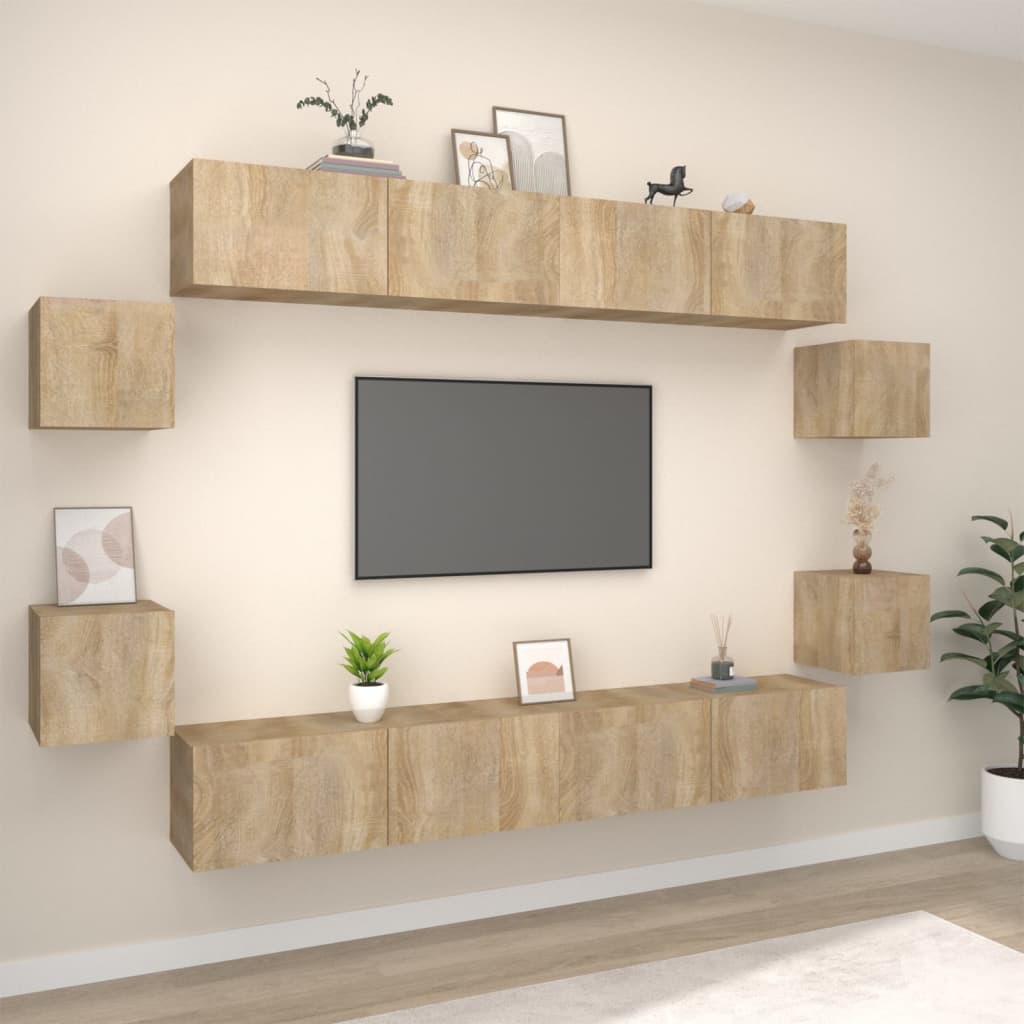 8Dílný Set Tv Skříněk Dub Sonoma Kompozitní Dřevo