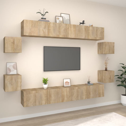 8Dílný Set Tv Skříněk Dub Sonoma Kompozitní Dřevo