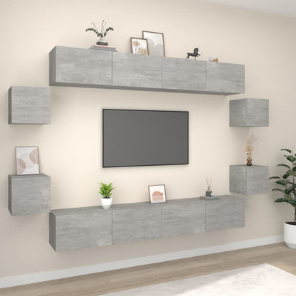 8Dílný Set Tv Skříněk Betonově Šedý Kompozitní Dřevo