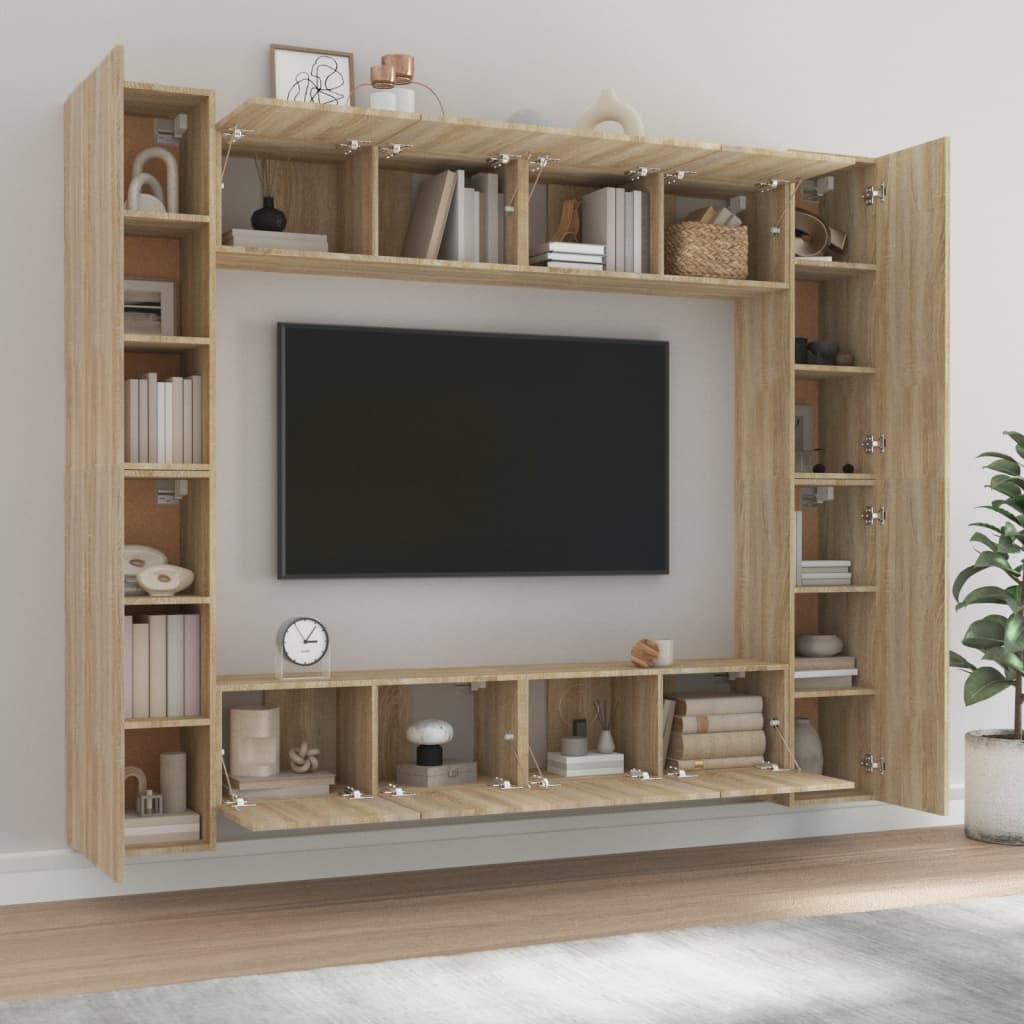 8Dílný Set Tv Skříněk Dub Sonoma Kompozitní Dřevo