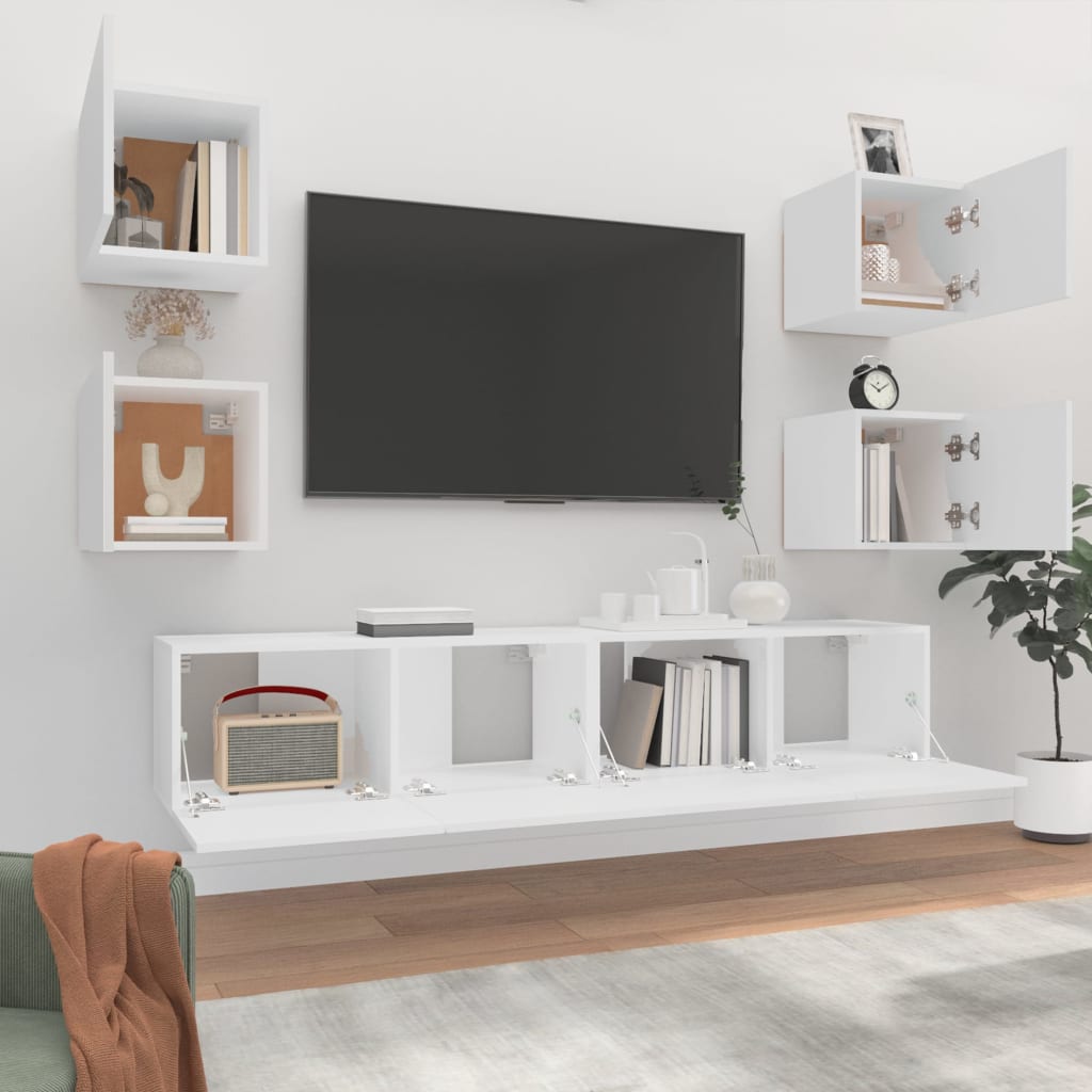 6Dílný Set Tv Skříněk Bílý Kompozitní Dřevo