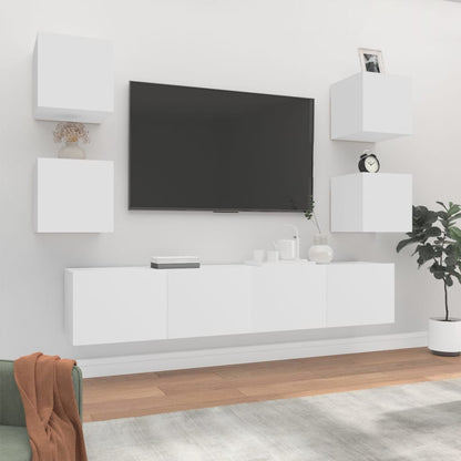 6Dílný Set Tv Skříněk Bílý Kompozitní Dřevo