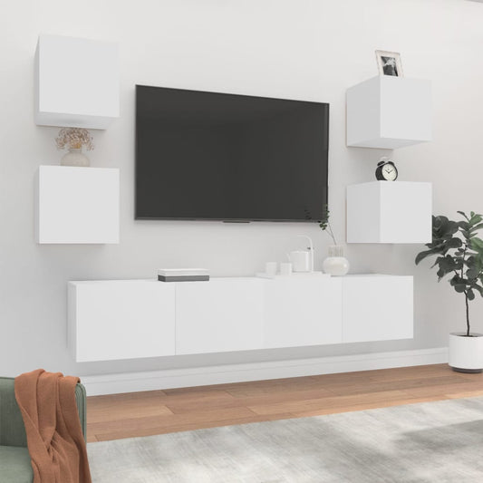 6Dílný Set Tv Skříněk Bílý Kompozitní Dřevo